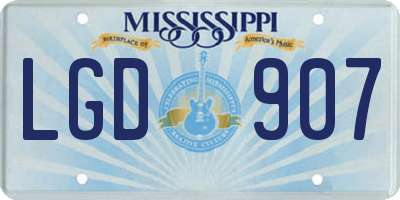 MS license plate LGD907