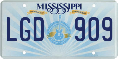 MS license plate LGD909