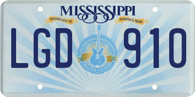 MS license plate LGD910