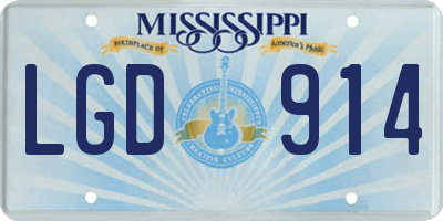 MS license plate LGD914