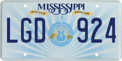MS license plate LGD924