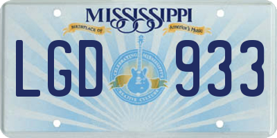 MS license plate LGD933