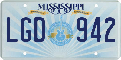 MS license plate LGD942