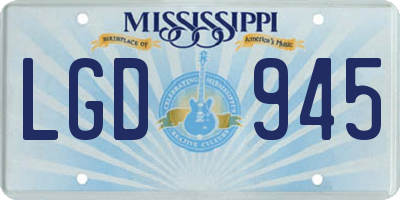 MS license plate LGD945