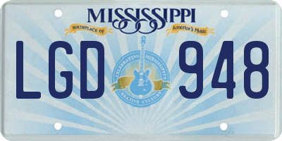 MS license plate LGD948
