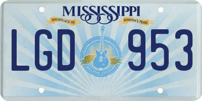MS license plate LGD953