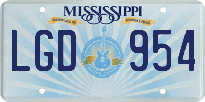 MS license plate LGD954