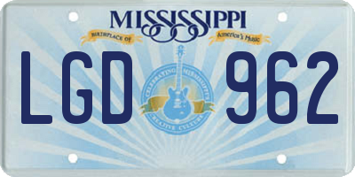 MS license plate LGD962
