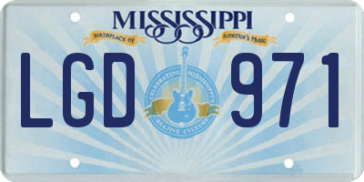 MS license plate LGD971