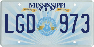 MS license plate LGD973