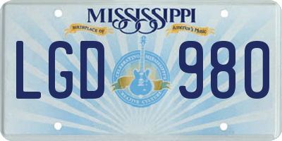 MS license plate LGD980