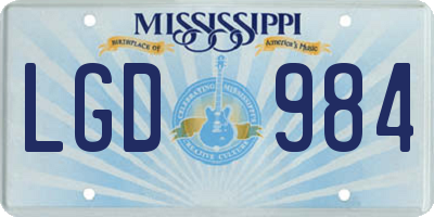 MS license plate LGD984