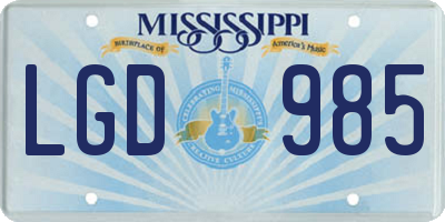 MS license plate LGD985