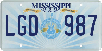 MS license plate LGD987