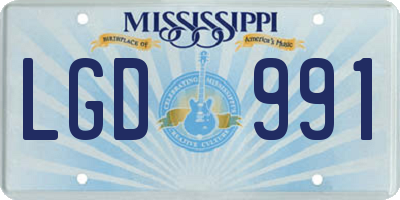 MS license plate LGD991