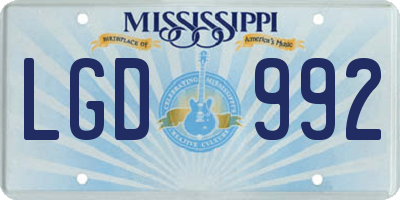 MS license plate LGD992