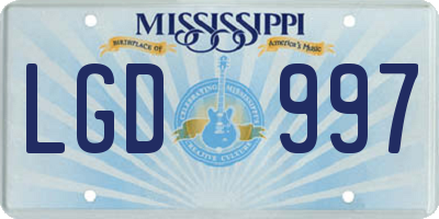 MS license plate LGD997
