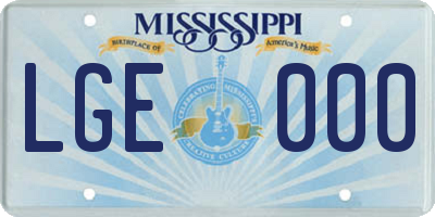 MS license plate LGE000