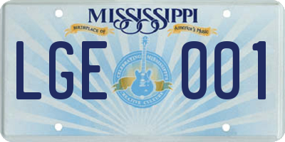 MS license plate LGE001