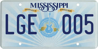 MS license plate LGE005