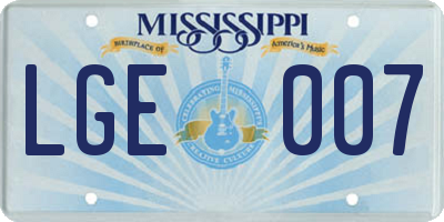 MS license plate LGE007