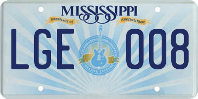 MS license plate LGE008
