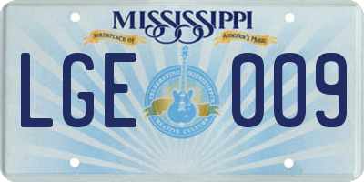 MS license plate LGE009
