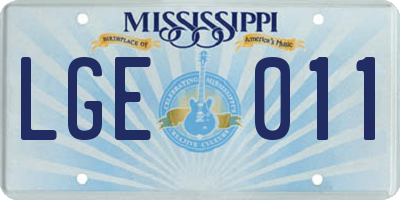 MS license plate LGE011