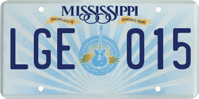 MS license plate LGE015
