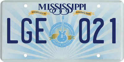 MS license plate LGE021