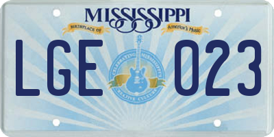 MS license plate LGE023