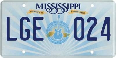 MS license plate LGE024