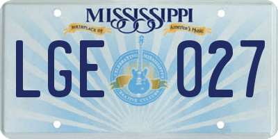 MS license plate LGE027