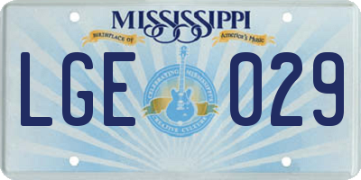 MS license plate LGE029