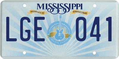MS license plate LGE041