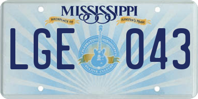 MS license plate LGE043