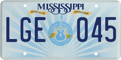 MS license plate LGE045