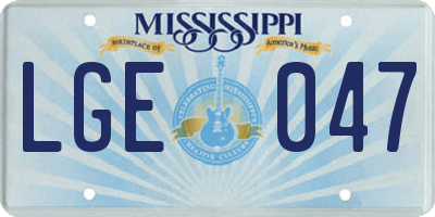 MS license plate LGE047