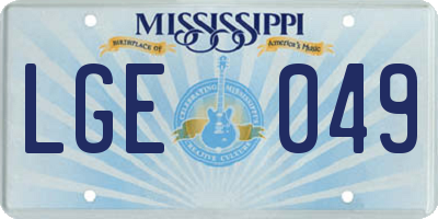MS license plate LGE049
