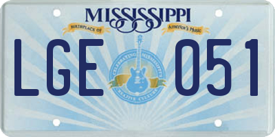 MS license plate LGE051