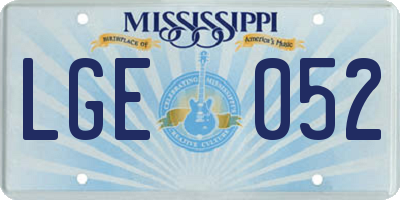 MS license plate LGE052