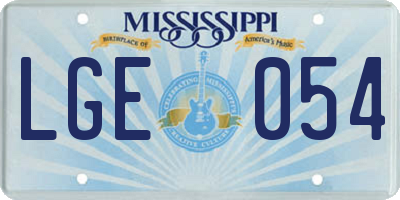 MS license plate LGE054