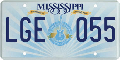 MS license plate LGE055