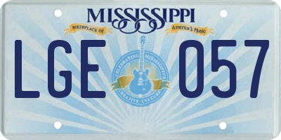 MS license plate LGE057
