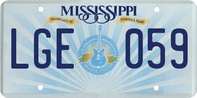 MS license plate LGE059