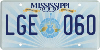 MS license plate LGE060