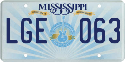 MS license plate LGE063