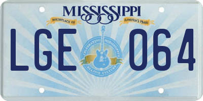 MS license plate LGE064