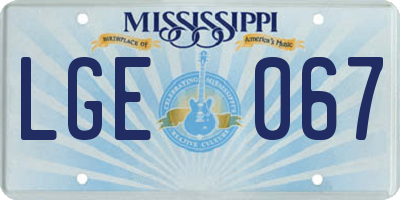 MS license plate LGE067