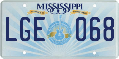 MS license plate LGE068